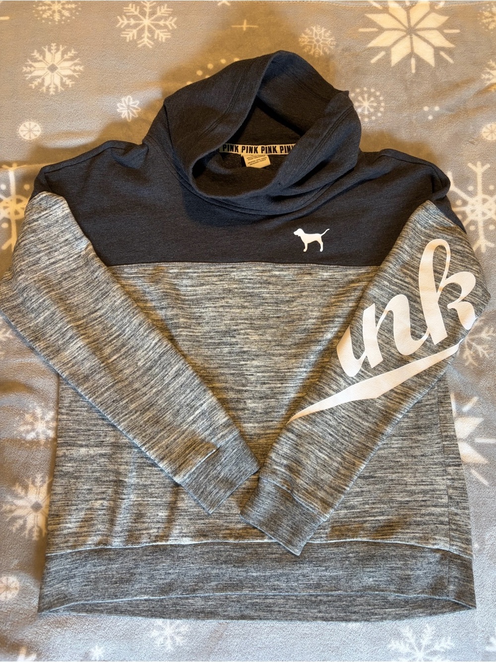 PINK Victoria's Secret Charcoal Gray Cowl Neck Sweatshirt